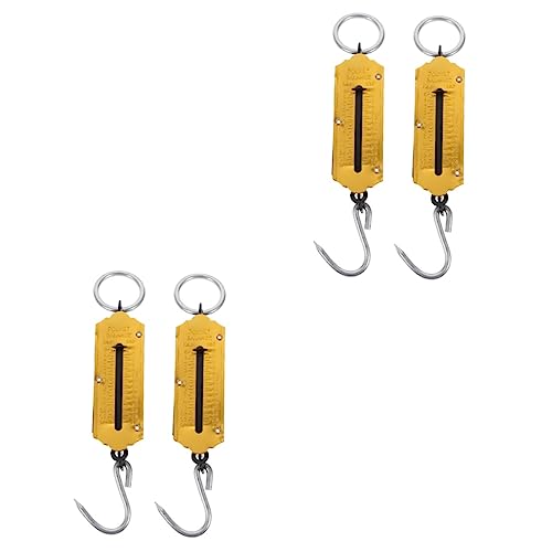 BESPORTBLE 4pcs Portable Spring Scale Hanging Hand Scale for Luggage Fishing Durable Mechanical Design Dual Reading Effort-Saving Grip No Battery Needed