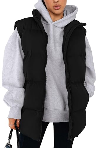 PRETTYGARDEN Women's Puffer Jacket Vests 2025 Fall Casual Sleeveless Stand Collar Zip Up Coats Warm Winter Outerwear