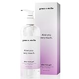 Gel de Aloe Vera Grace & Stella - Vegano - Gel de Cuidado de Aloe Vera después del cuidado solar para ayudar con el alivio de quemaduras solares, y piel seca (16 fl oz.)