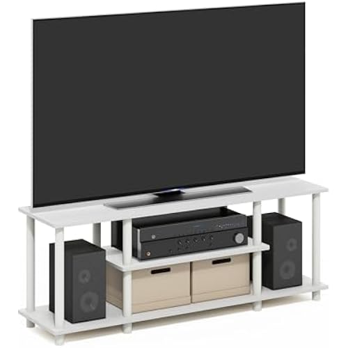 Furinno Turn-N-Tube 3-Tier Toolless Assembly TV Stand, White