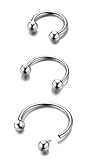 BodyBonita G23 Titanium Horseshoe Septum Rings - 3pcs ASTM F136 Titanium Nose Rings Circular Barbell 18G Piercing Jewelry Conch Helix Rook Lip Nipple Cartilage Earring for Women Men Silver