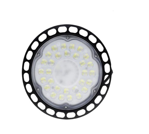 Foco LED industrial 100W estanco que elimina sombras en pasillos de almacén y logística