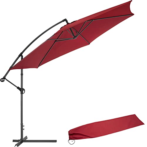 tectake® Parasol de Jardin Exterieur Parasol Déporté Héxagonal à manivelle Cadre en Acier, Ø 350 cm, Inclinaison réglable, Protection UV, Résistant au vent, Housse de protection pour Parasols incluse