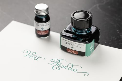 Flacon d'encre Jacques Herbin vert réséda pour vos carnets de notes - 4