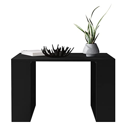 ML-Design Mesa de Centro 65 x 65 x 40 Negra con Patas de Trineo Antideslizantes Mesita Cuadrada Robusta Velador Auxiliar Ideal para Salón u Oficina Estilo Elegante y Moderno Consola de Té o Café