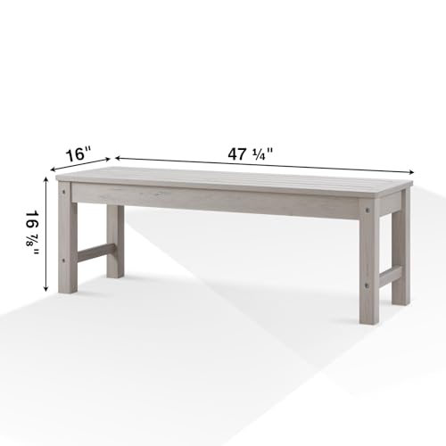 Image of Psilvam 47 inch Backless Outdoor Bench for 2-Person, Grey, 2pcs