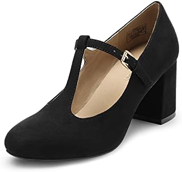 DREAM PAIRS Low Chunky Heels for Women T-Strap Mary Jane Pumps Wedding Dress Shoes