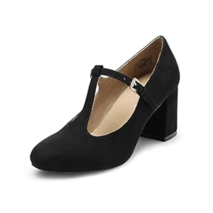 DREAM PAIRS Low Chunky Heels for Women T-Strap Mary Jane Pumps Wedding Dress Shoes