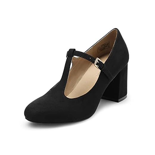 DREAM PAIRS Low Chunky Heels for Women DPU211 T-Strap Mary Jane Pumps Closed Toe Wedding Dress Shoes Black Size 7