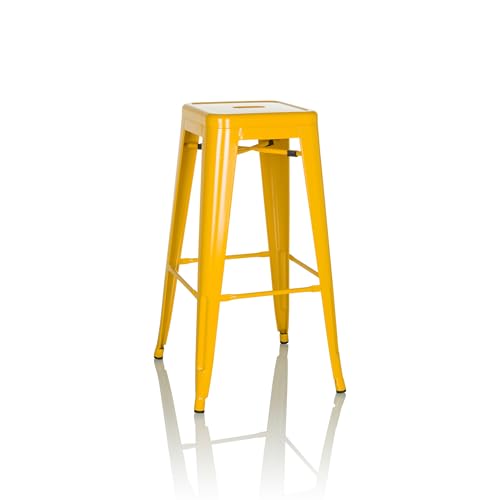 hjh OFFICE Tabouret de Bar VANTAGGIO High Métal Jaune, Tabouret Industriel Haut, empilable, 645081
