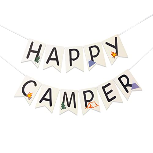 VAVAYAO A Happy Camper Card Banners,Little Explorer Banner, Happy Birthday Camper, More Fun Birthday, Keep Hiking, Our Happy Campers, A Happy Camper, Camping custom made.
