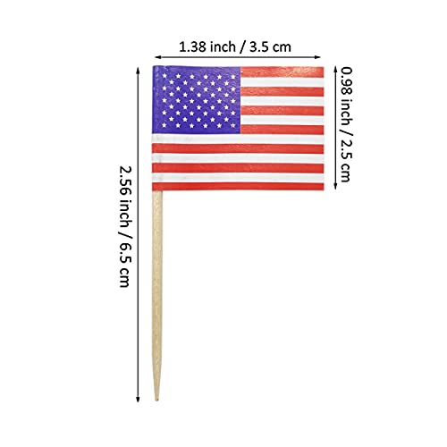 Vewingl 100 Pcs American Toothpick Flags,Cupcake Toppers American Flag, Food Decoration For National Day Party Birthday Cocktail Ice Cream Cake #TOP1