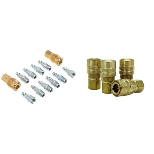 Milton (S-210) 1/4" NPT M-Style Coupler and Plug Kit, (12-Piece) & S-715-4 1/4" FNPT M Style Coupler - Pack of 4