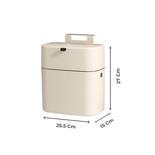 Image of HomeEssentials Wall Mounted Trash Can with Lid, Space-Saving Hanging Garbage Bin, Kitchen Cabinet Waste Bin, Bathroom Trash Can, Office & Small Spaces