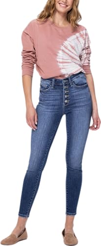Judy Blue Women's High-Rise 5-Button Fly Skinny Jeans 82319 (Medium Blue,11)