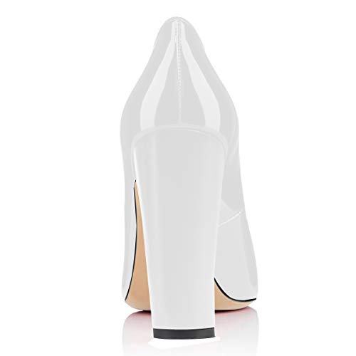 Eldof Womens Block Heel Pumps Pointed Toe Chunky Heel Pumps Classic Slip On 4" Heels Wedding Party Office Pumps for Women3