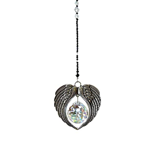 QINGD Pendentif Aile d'ange Boule de Cristaux - Accrochez des Cristaux d'ornement Suncatchers avec Boule de Cristal Clair pour la Maison, Le Bureau, la décoration de Jardin, Le Pendentif de Voiture Cover