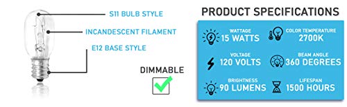 Mandala Crafts Himalayan Salt Lamp Replacement Light Bulb For Salt Rock Lamp, Night Light, E12 15-Watt, 12 Pack #TOP4