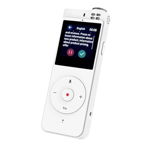 GIWFBQTR Grabadora de Voz Digital, Dispositivo de Grabación Portátil con Micrófono Dual, Reproducción, Conversión de Voz A Texto y Traducción Instantánea