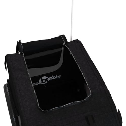 vidaXL Fahrradanhänger für Hunde, Hundeanhänger mit Reflektoren Flagge, Hundetransporter Maximale Belastbarkeit 45kg, Schwarz Oxford-Gewebe Eisen