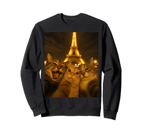 Katzen Selfie in Paris, Katzen besuchen Paris, Reisende Katzen Sweatshirt