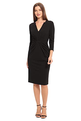 Maggy London Women's Plus Size Notched V-Neck Sophisticated Sheath Dress Event Office Workwear Guest of2