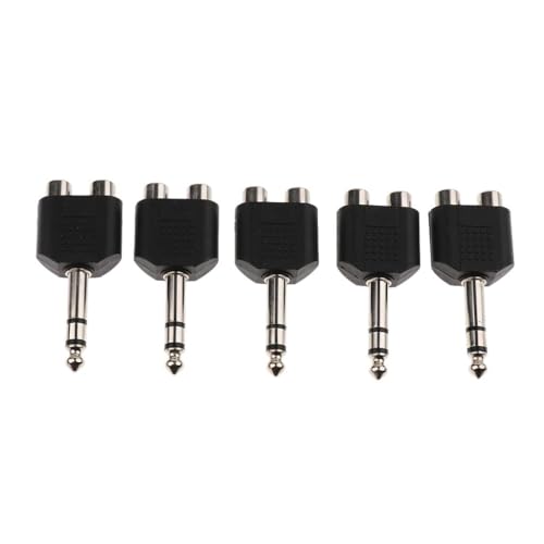 Image of 5pcs 1 /4 inch 6.35mm /6.5mm Stereo Male To Dual RCA Female Adapter Male to 2 Female Audio Adapter Splitter for Sound Equipment (Double Channel)
