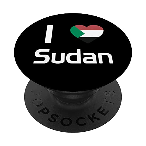 National Flag of Sudan souvenir gift for men women PopSockets Swappable PopGrip, Black