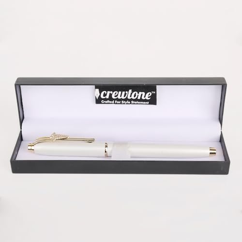 Image of 20784 Luxury Roller Ball Pen White Metal Body With Golden Doctor Logo Clip & Trim, Gift Set for Men & Women, Executives with High End Gift Box.