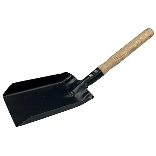 Unibos 9 Coal Strong Metal Coal Shovel with Wooden Handle | Wide Metal Shovel Fireside Dust Ash Pan | Large Coal Scoop to Easily Collect Coal, Ashes, Dust, Wastes Indoor Outdoor Multipurpose