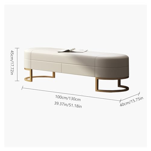 Tabouret ottoman en cuir de salon et coffre de rangement de chambre 100 cm - 4