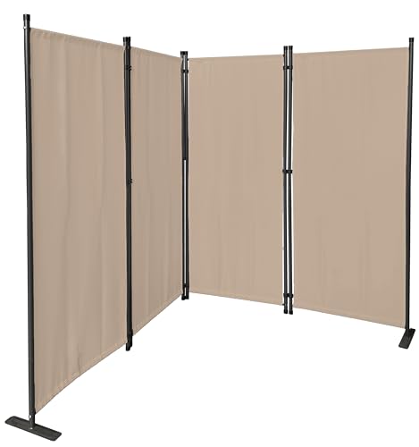 QUICK STAR Paravent 4 Teilig 165 x 220 cm Beige - Garten & Balkon Sichtschutz Stellwand Innen & Außen - Raumteiler Trennwand Faltbar Blickdicht & Wetterfest