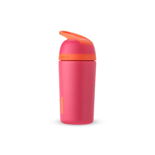 Image of Owala Kids Flip Insulation Stainless Steel Water Bottle with Straw, Locking Lid, Great for Travel, 14 Oz, Pink