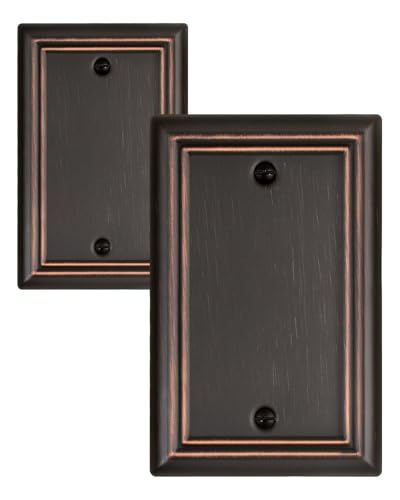 ZILLSEA Switch Plates Outlet Covers, 2-Pack Metal Wall Plates, Aged Bronze