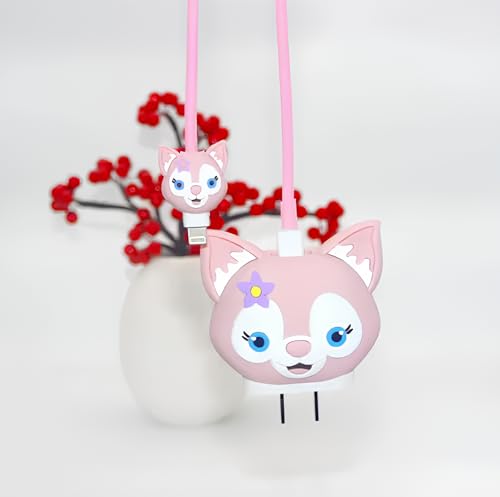 Image of Skysia Charger Protector & Cable Saver for iPhone 18W 20W - 3D Pink Cute Cat Design, 4-in-1 Full Protection Cover with Wire Guard & Data Line Protector (Multicolored)