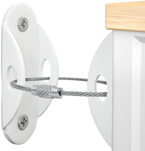 Furniture Anchors (10 Pack) for Baby Proofing, Furniture Straps Anti Tip Furniture Anchor Securing 400 lbs/Keep Baby Pet Safety from Falling Furniture, Metal White Earthquake Straps