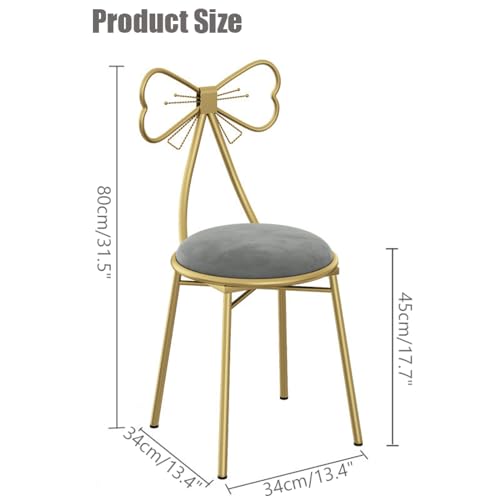 Chaise de maquillage en velours haut de gamme avec dossier papillon Gray1
