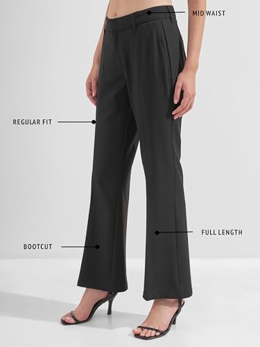 Image of Tokyo Talkies Women's Stretchable Bootcut Pants | High Rise Flared Trousers |Travel & Formal Wear|Workwear Trousers