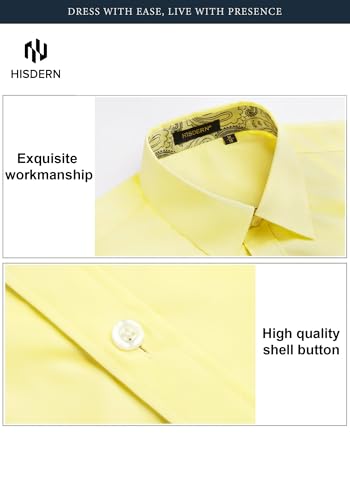 Image of HISDERN Mens Business Dress Shirts Long Sleeve Casual Button Down Shirt Formal Inner Collar Contrast Shirt for Men Wedding