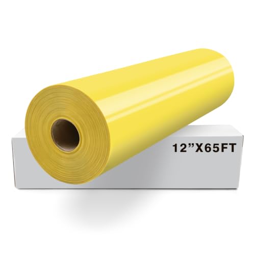 Image of FUNKAKA Heat Transfer Vinyl Rolls, 12 inch x 65ft Yellow Iron on Vinyl