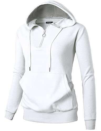 Image of GIVON Womens Casual Zip Up Hoodie Cotton Blend Soft Fabric Basic Layering Hooded Jacket with Kangaroo Pocket