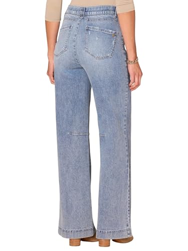 Democracy Women's Skyrise Ab Solution Round Up Wide Leg Jeans with Double Side Seam4