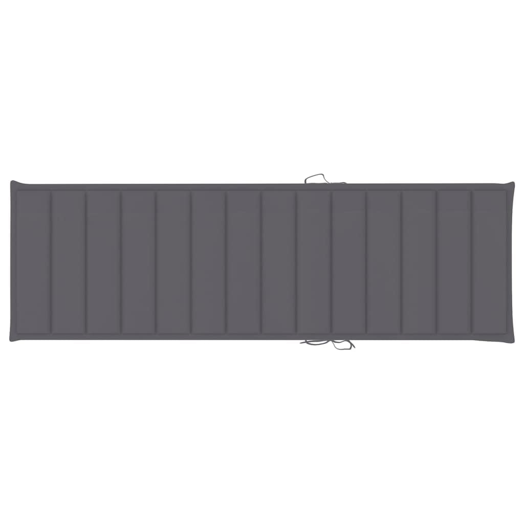 Składany leżak ogrodowy z litego drewna akacjowego z wykończeniem olejowym i antracytową nakładką, 200 x 61 x 30 86 cm, regulowane oparcie do rekreacji na świeżym powietrzu