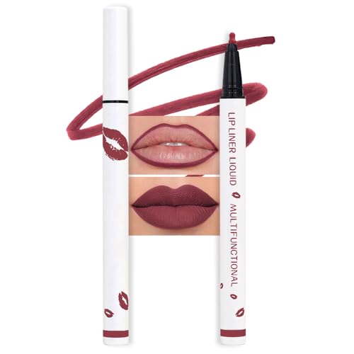 Image of evpct Longwear Liquid Lip Liner Stain Marker Pen Long Lasting Waterproof, Wine Red Plum Matte Semi Permanent 24 Hour Lip Liner and Lipstick Combo Korean Color Stay Lipliner All Day Lips Stain peel off