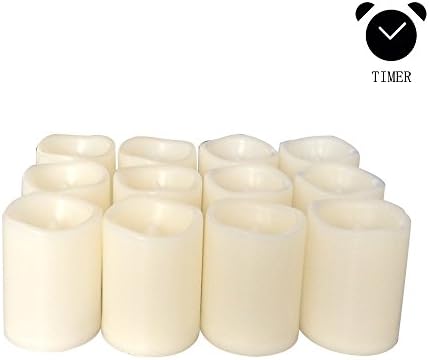 Flameless Candles - Flickering Realistic Led Votive Candles With Timer - Battery Operated Votive Candle,Long Battery Life,200+ Hours,Batteries Included,1.5" Dx2 H[12 Pack]