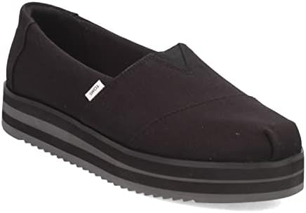 TOMS Women's Alpargata Midform Loafer Flat, Black Canvas, 8 | Image 3