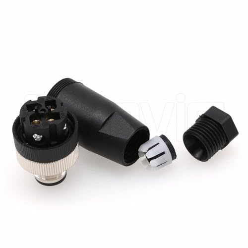 Image of M12 4 Pin Male & Female Connector, 12mm A Code Right Angle Industrial Circular Connector, Unshiled Field Assembly Wireable Sensor IP67 250V 4A AC /DC 2sets