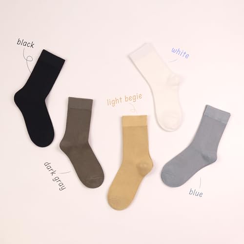 SERISIMPLE Viscose Bamboo Kids Crew Socks School Anti Odor Socks for Boys Girls Uniform Light Weight Flat Seam Socks 5 Pairs4