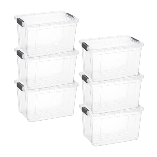 Image of Superio 14.7 Quart Clear Plastic Storage Boxes with Lids, Stackable Organizer Containers, BPA-Free Storage Bins for Home, Office, School & Dorm, 6 Pack