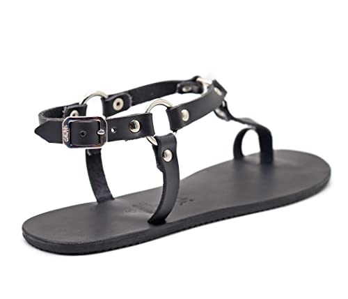 Barefoot minimalist men harness leather sandals, Greek leather sandals - Shine3